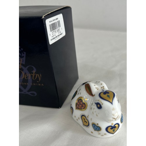 85 - Royal Crown Derby ' New Year Rabbit' figurine with gold stopper in original box