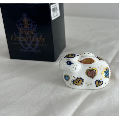 85 - Royal Crown Derby ' New Year Rabbit' figurine with gold stopper in original box