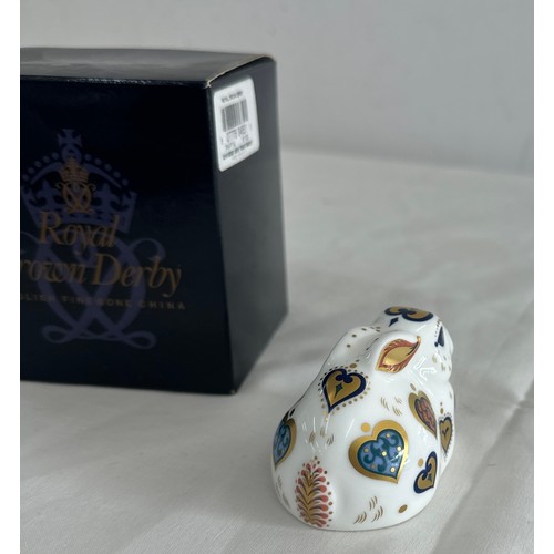 85 - Royal Crown Derby ' New Year Rabbit' figurine with gold stopper in original box