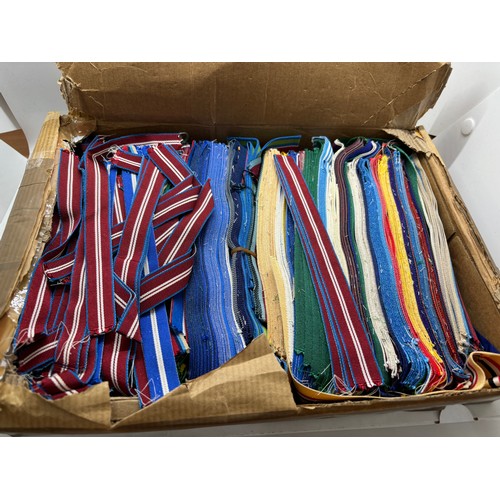 594 - Dealers lot - 3 boxes of cut lengths of full size and miniature British medal ribbon