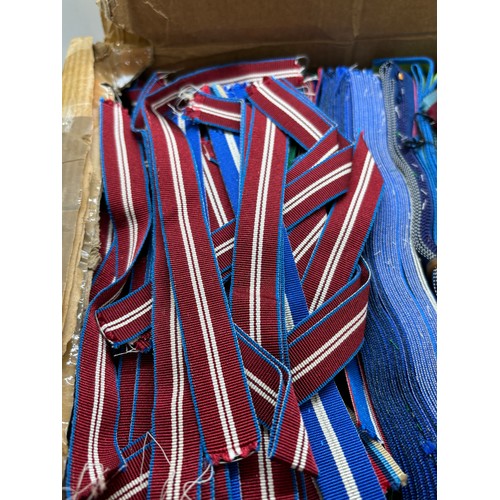 594 - Dealers lot - 3 boxes of cut lengths of full size and miniature British medal ribbon