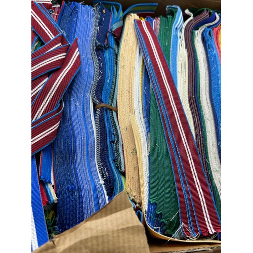 594 - Dealers lot - 3 boxes of cut lengths of full size and miniature British medal ribbon