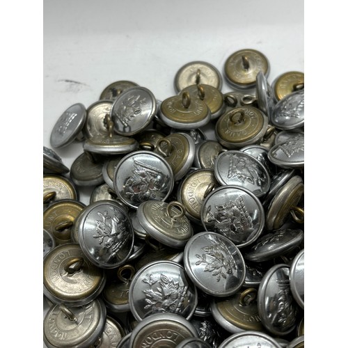 597 - Approximately 150 Vintage metal tunic buttons with a wild boar logo, Manufactured by Gaunt of London