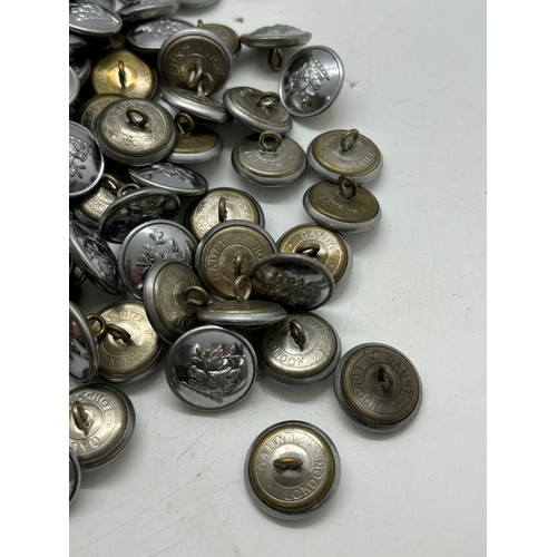 597 - Approximately 150 Vintage metal tunic buttons with a wild boar logo, Manufactured by Gaunt of London