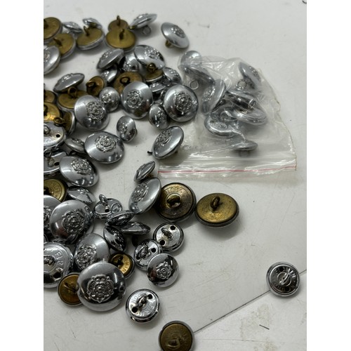 596 - Approximately 50 Tunic and 40 sleeve vintage metal buttons for West Yorkshire fire service, manufact... 