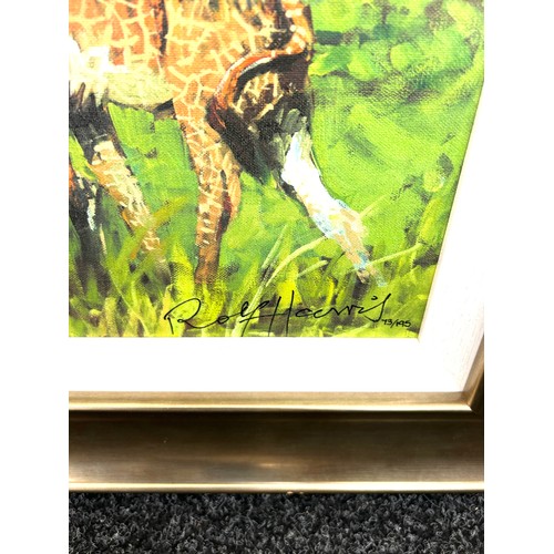 66 - Framed Rolf Harris Giraffe print on board with COA, approximate measurements 44 x 22.5 inches