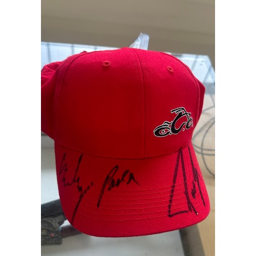 96 - Selection of signed racer caps to include COA from Pierfranesco Chili, Max Biaggi etc