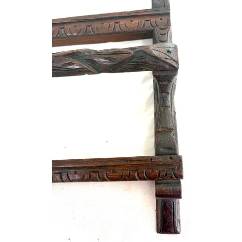 50 - Heavy carved oak wall rack, Length 34 inches, Height 25 inches, Depth 3.5 inches