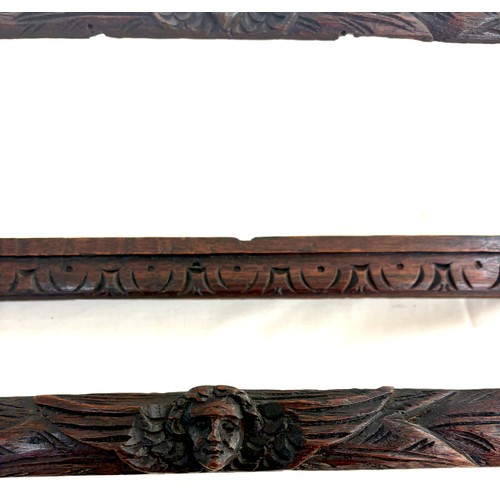 50 - Heavy carved oak wall rack, Length 34 inches, Height 25 inches, Depth 3.5 inches