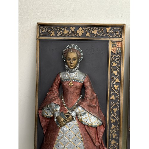 72 - 2 Marcus designs wall plaques of Henry VIII and Elizebeth R measures approximately 14 inches tall