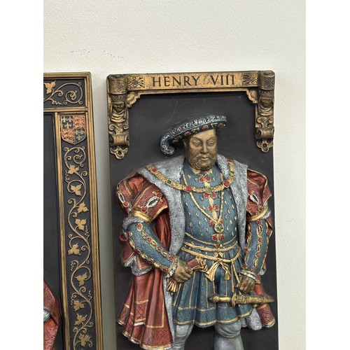 72 - 2 Marcus designs wall plaques of Henry VIII and Elizebeth R measures approximately 14 inches tall