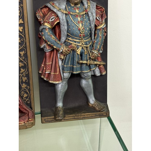 72 - 2 Marcus designs wall plaques of Henry VIII and Elizebeth R measures approximately 14 inches tall