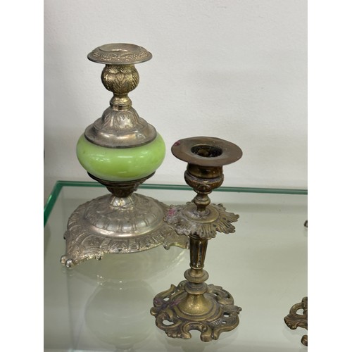 45 - 2 sets of brass candle stick holders