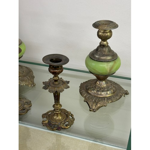 45 - 2 sets of brass candle stick holders