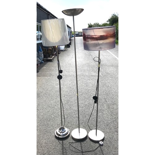 419 - Three standard lamps with shades - all untested tallest measures 72 inches tall