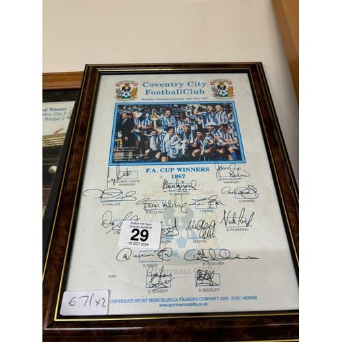 29 - Two framed prints from the ' 1987 F.A Cup Final Winners' signed