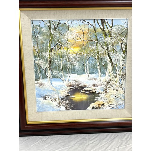 42 - Signed painting on canvas by Terry Evans measures approximately 25 inches by 25 inches