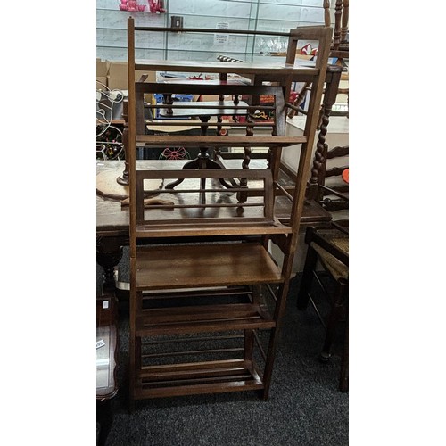 396 - Mahogany open bookcase, 2 tier, approximate height 61 inhces, Width 23.5 inhces, Depth 10.5 inches