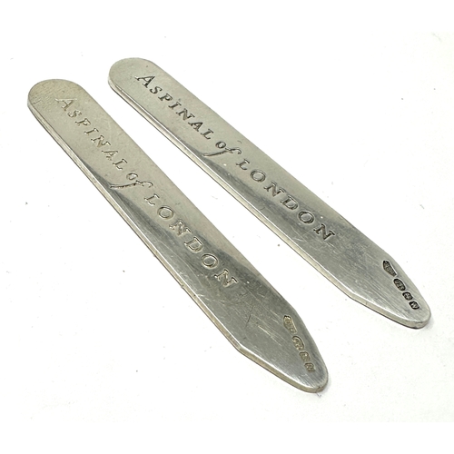 6 - 2 Aspinal of London silver collar stiffeners