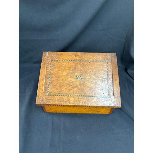 39 - Inlaid writing slope in need of restoration measures approximately 8 inches tall 8 inches depth