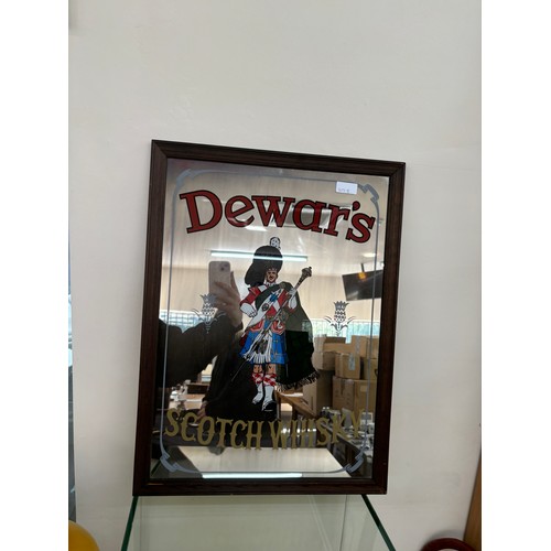 100 - Advertising Dewars Scotch Whiskey mirror measures approximately 23 x 17 inches