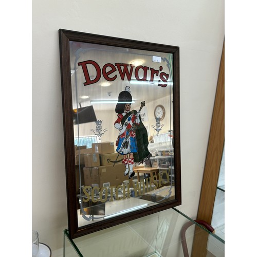 100 - Advertising Dewars Scotch Whiskey mirror measures approximately 23 x 17 inches