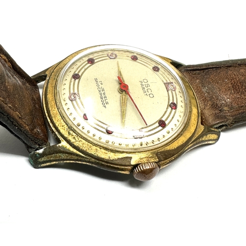 455 - Vintage gents osco parat wrist watch 17 jewel the watch is ticking