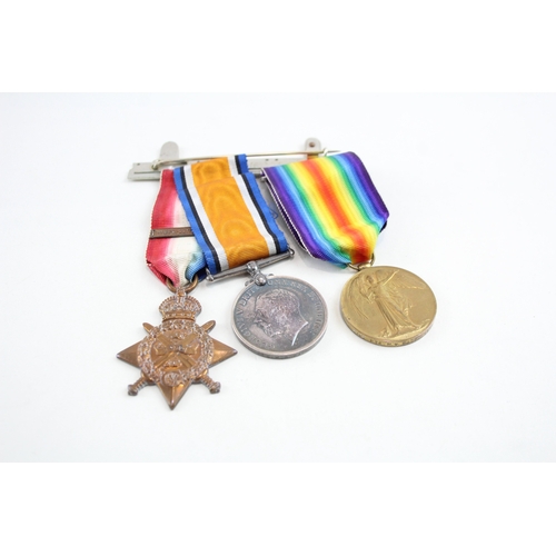 438 - Mounted WW1 1914 Mons Star Bar Medal Trio 2172 Pte H. W. Wade Leic Yeomanry