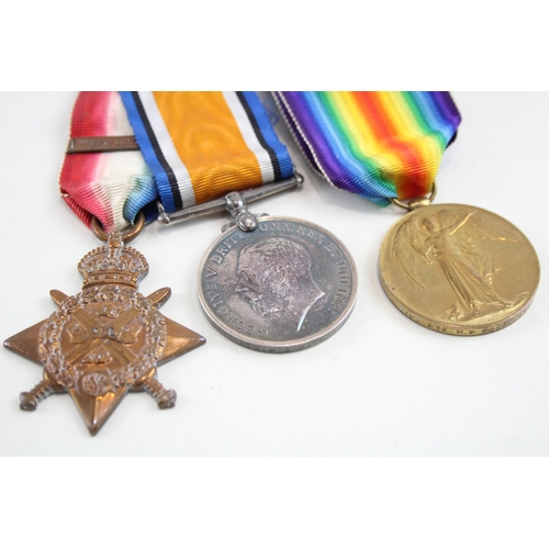 438 - Mounted WW1 1914 Mons Star Bar Medal Trio 2172 Pte H. W. Wade Leic Yeomanry