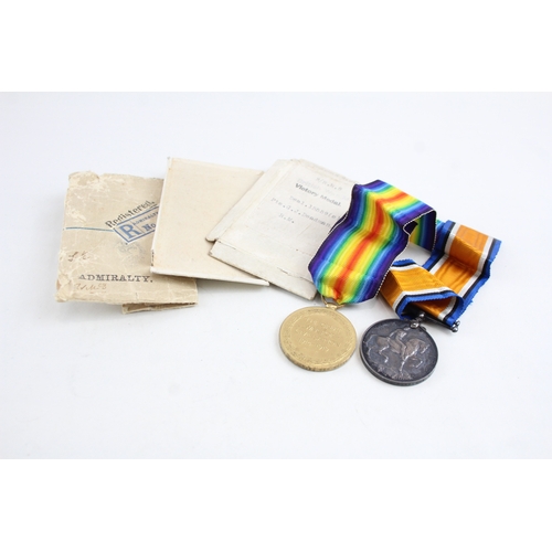 439 - WW1 Medal Pair Inc Box & Postal Packet DEAL 155595 Pte G. J Deadman RM x 2