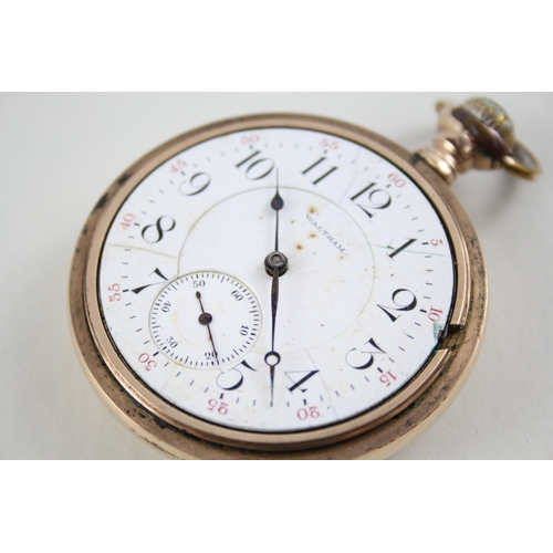 459 - Waltham Rolled Gold Railway Style Pocket Watch Hand-Wind Working