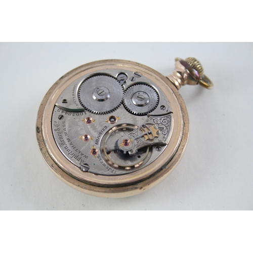 459 - Waltham Rolled Gold Railway Style Pocket Watch Hand-Wind Working