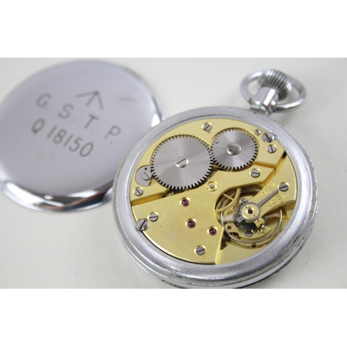 460 - Vintage GSTP British Military Issued Pocket Watch Hand-Wind Working