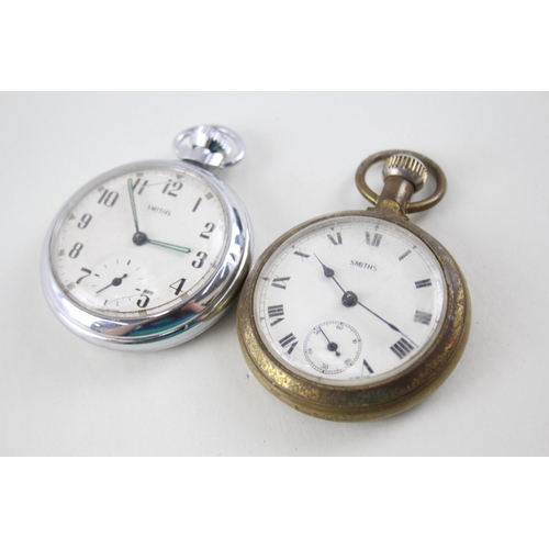 463 - Vintage Smiths Open Face Pocket Watch Hand-Wind Working x 2