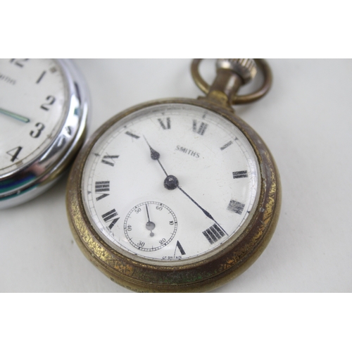 463 - Vintage Smiths Open Face Pocket Watch Hand-Wind Working x 2