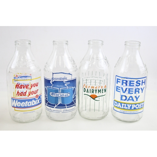 472 - Vintage Advertising Milk Bottles Inc Corn Flakes 1989 Weetabix Horlicks Etc x10