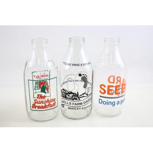 472 - Vintage Advertising Milk Bottles Inc Corn Flakes 1989 Weetabix Horlicks Etc x10