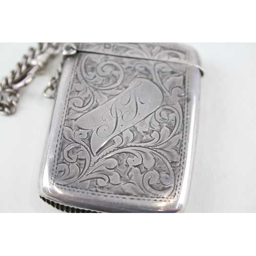 12 - .925 sterling silver vesta w/ albert chain