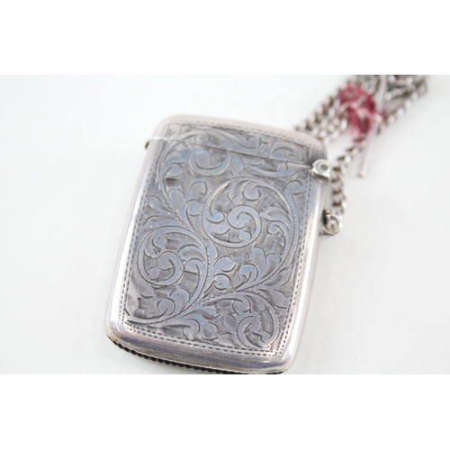 12 - .925 sterling silver vesta w/ albert chain