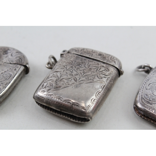 13 - 3 x .925 sterling silver vesta / match cases