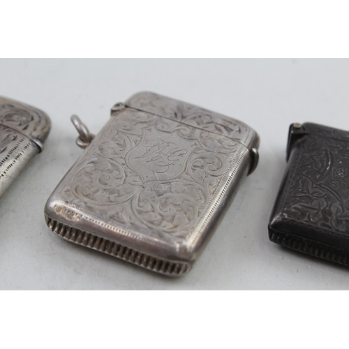 14 - 3 x .925 sterling silver vesta / match cases