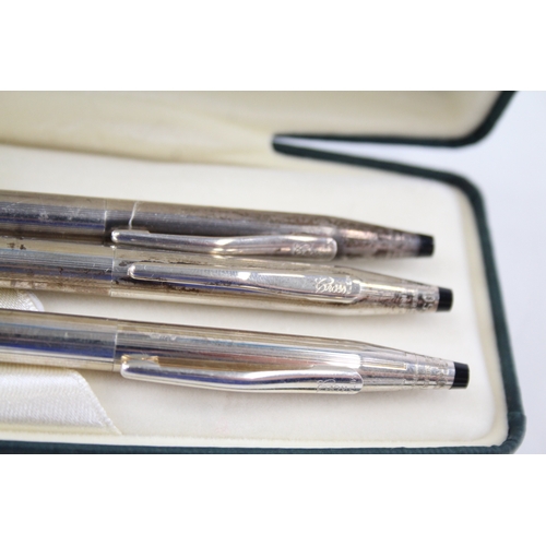 25 - 3 x .925 sterling silver CROSS ballpoint pens / biros