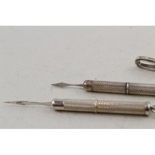 26 - 3 x .925 sterling silver toothpicks & napkin clip