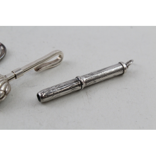 27 - 3 x .925 sterling silver toothpick & napkin clips