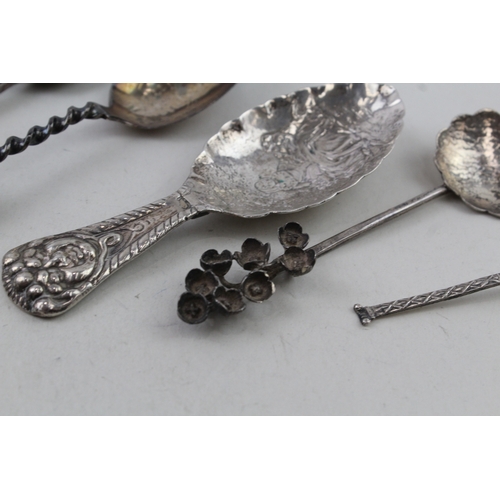 29 - 6 x .925 sterling silver assorted spoons inc novelty