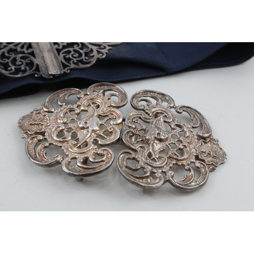 40 - 2 x .925 sterling silver vintage ladies belt buckles