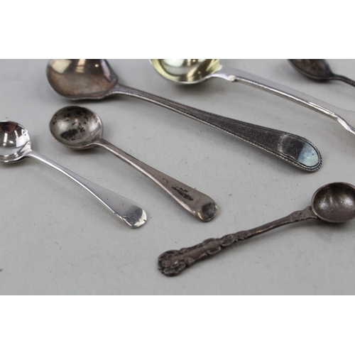 48 - 10 x .925 sterling silver condiment spoons inc georgian etc