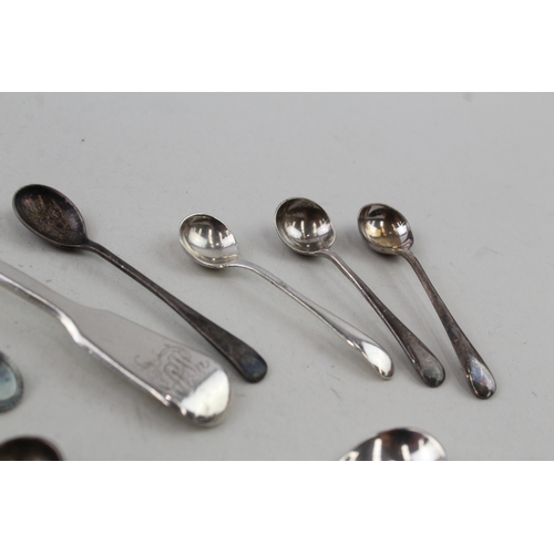 48 - 10 x .925 sterling silver condiment spoons inc georgian etc