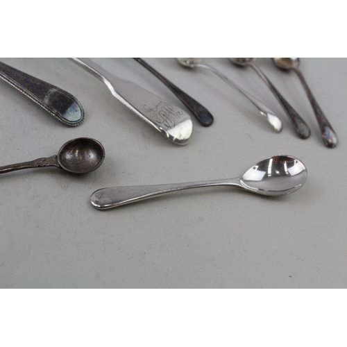 48 - 10 x .925 sterling silver condiment spoons inc georgian etc