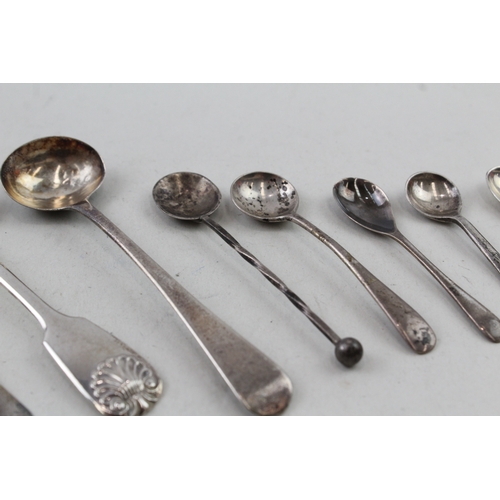 49 - 10 x .925 sterling silver condiment spoons inc georgian etc